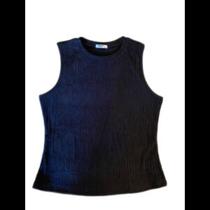 Zeagoo Blouse Plus Size XL Tank Top  Sleeveless Black “Crinkled” Ribbed
